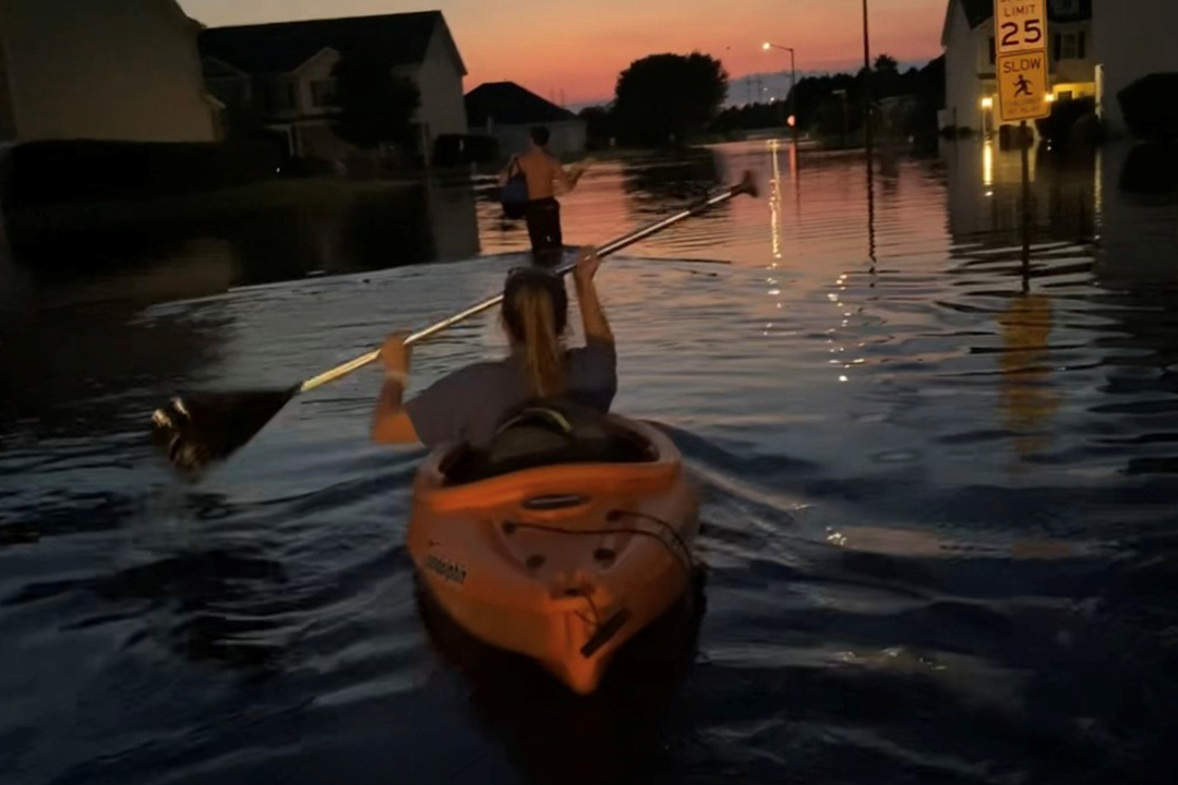 Infusion Nurse Kayaks Through Hurricane Damage to Give Care